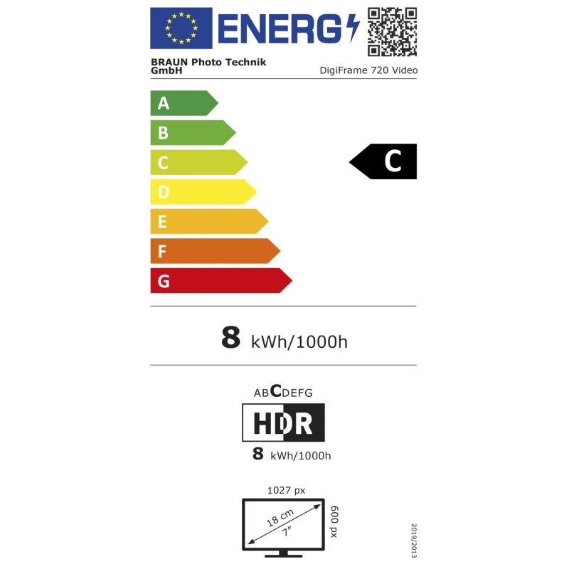 Braun DigiFrame 720 schwarz  17,8cm (7") – Energieeffizienzklasse C